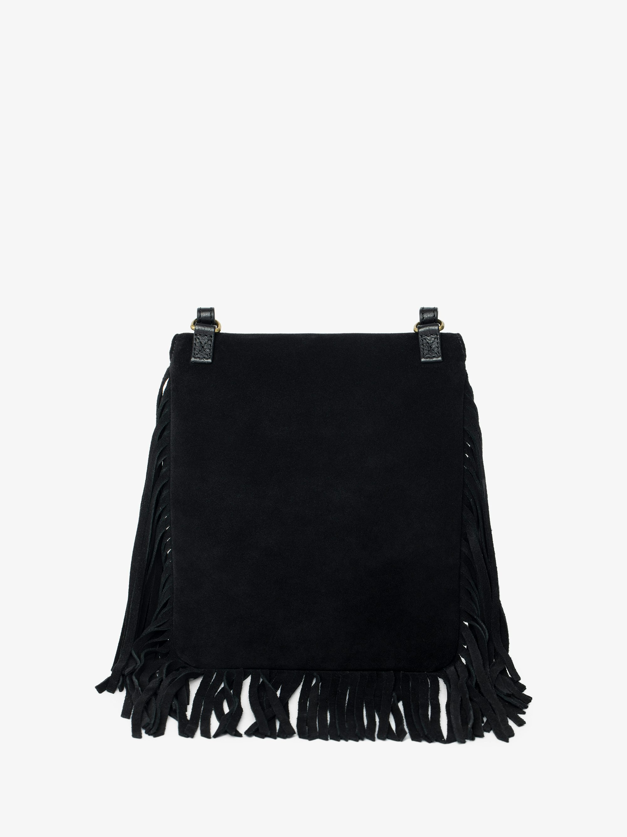 Rockson Nano Suede Clutch - Suede pochette with signature wings and shoulder strap.